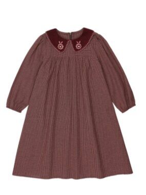 Jolie Girls Dress Size 12 Burgundy Gingham Modest